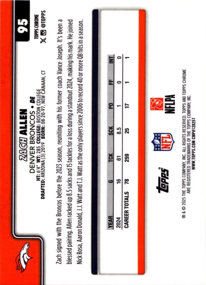 2025 Topps Chrome NFL Zach Allen #95 Denver Broncos