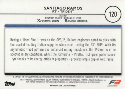 2024 Topps Chrome Formula 1 Santiago Ramos F3C #120 Trident