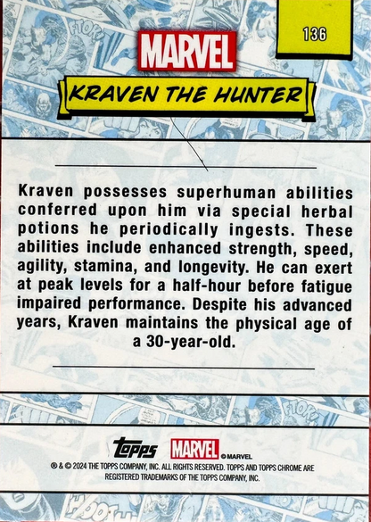 2024 Topps Chrome Marvel Kraven the Hunter #136