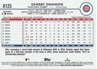 2024 Topps Holiday Dansby Swanson Chicago Cubs #H125