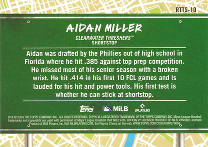 2024 Topps Pro Debut Road to the Show Aidan Miller #RTTS-10 Clearwater Threshers
