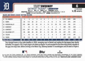 2025 Topps Chrome MLB Trey Sweeney RC #6 Detroit Tigers