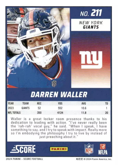 2024 Panini Score Football Darren Waller New York Giants #211