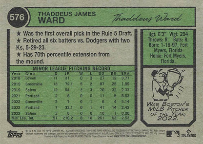 2023 Topps Heritage Thaddeus Ward RC Washington Nationals #576