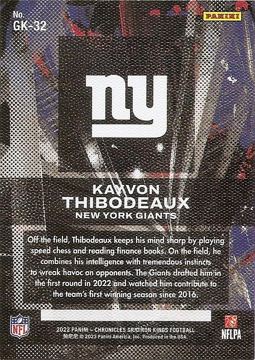 2022 Panini Chronicles Gridiron Kings RC Kayvon Thibodeaux #GK-32 New York Giants
