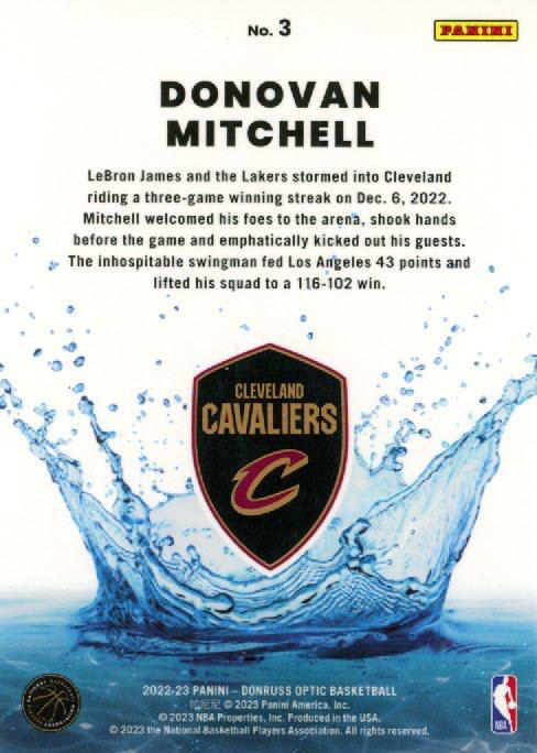 2022 Panini Donruss Optic Splash! Donovan Mitchell #3 Cleveland Cavaliers