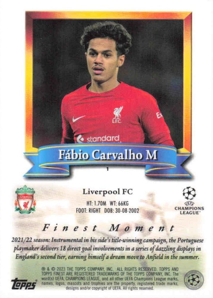 2022 Topps Finest Flashbacks UCC Fábio Carvalho RC #1 Liverpool