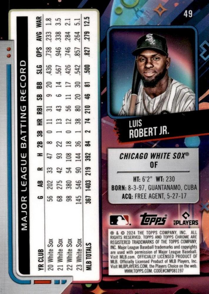 2024 Topps Chrome Cosmic Luis Robert Jr. #49 Chicago White Sox
