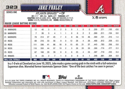 2026 Topps Series 1 Jake Fraley #323 Atlanta Braves