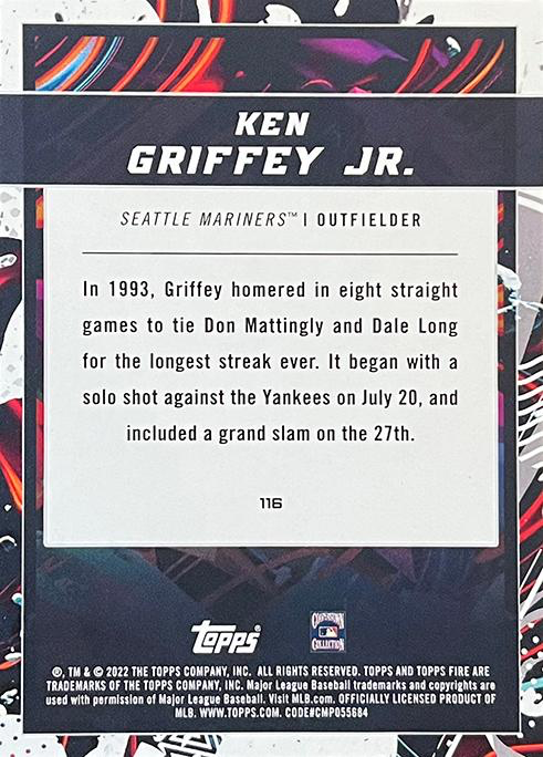 2022 Topps Fire Ken Griffey Jr. Seattle Mariners #116