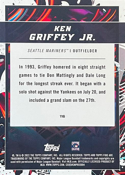 2022 Topps Fire Ken Griffey Jr. Seattle Mariners #116