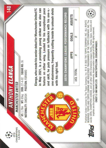 2021 Topps Chrome UCC RC Anthony Elanga #140 Manchester United