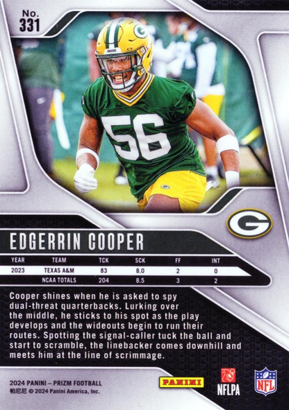 2024 Panini Prizm Edgerrin Cooper RC #331 Green Bay Packers