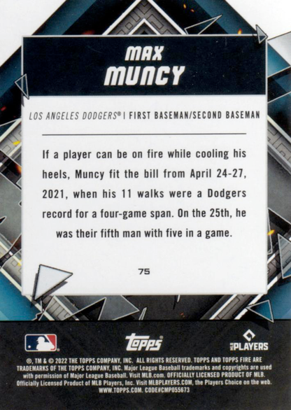 2022 Topps Fire Max Muncy Los Angeles Dodgers #75