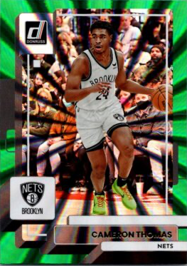 2022 Panini Donruss Holo Laser Green Cameron Thomas #8 Brooklyn Nets
