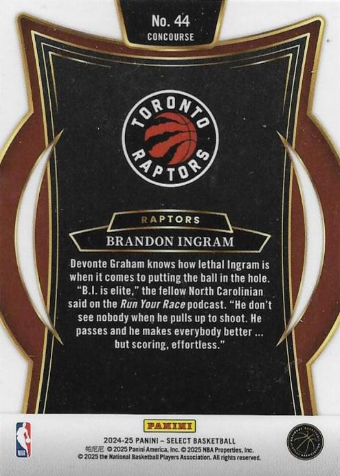 2024 Panini Select Brandon Ingram Blue#44 Toronto Raptors