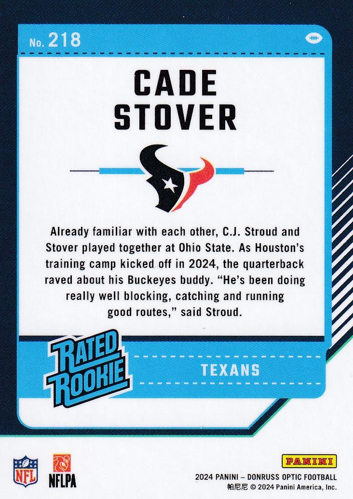 2024 Donruss Optic Football Rated Rookie Cade Stover RC Houston Texans #218