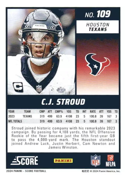 2024 Panini Score Football C.J. Stroud Houston Texans #109