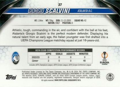 2023 Topps Chrome UEFA Club Competitions Giorgio Scalvini #37 Atalanta