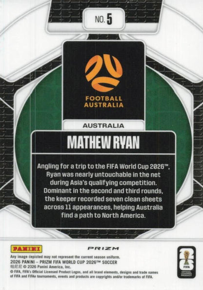 2026 Panini Prizm World Cup Trophy Hunting Mathew Ryan #5 Australie