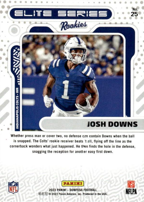 2023 Panini Donruss Elite Series Rookies Josh Downs #25 Indianapolis Colts