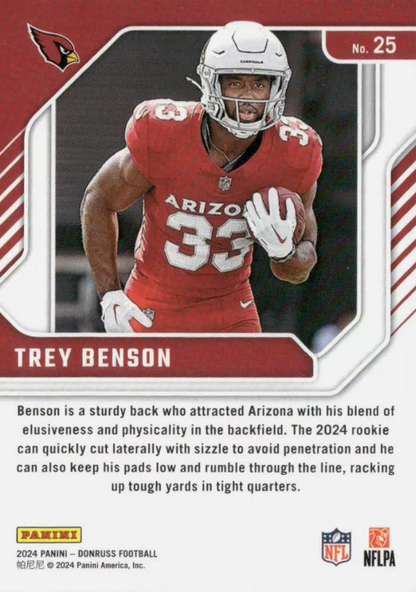 2024 Panini Donruss Elite Series Rookies Trey Benson #25 Arizona Cardinals
