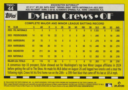 2025 Topps Series 1 Mojo 1990 Topps Baseball 35th Anniversary Chrome Dylan Crews Washington Nationals #T90C-44