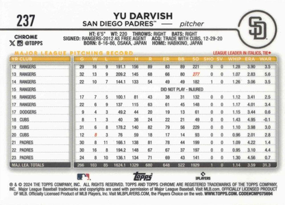 2024 Topps Chrome Yu Darvish San Diego Padres #237