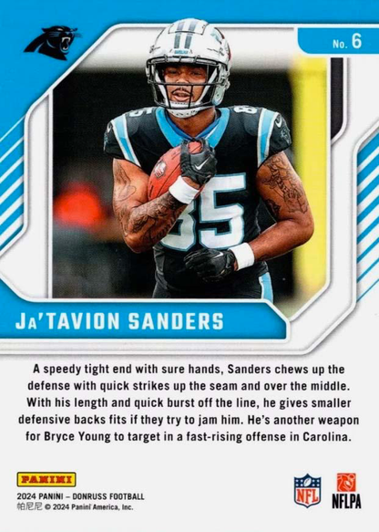 2024 Panini Donruss The Elite Series Rookies Ja'Tavion Sanders #6 Carolina Panthers