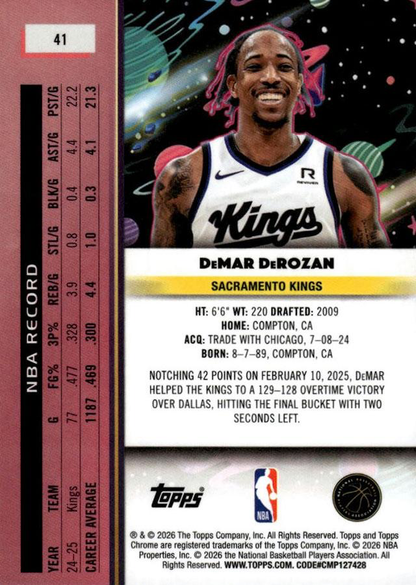 2025 Topps Chrome Cosmic DeMar DeRozan #41 Sacramento Kings