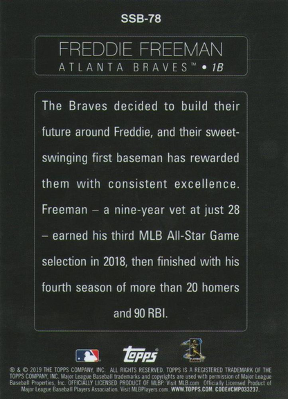2019 Topps Series Stars of the Game Freddie Freeman #SSB-78 Atlanta Braves