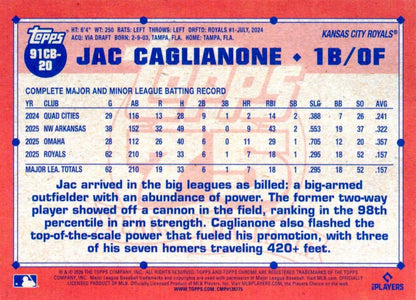 2026 Topps Chrome 1991 35th RC Jac Caglianone #91CB-20 Kansas City Royals