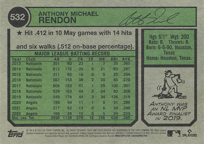 2023 Topps Heritage Anthony Rendon Los Angeles Angels #532