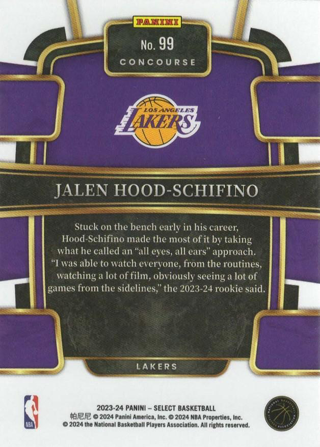 2023 Panini Select NBA Blue Jalen Hood-Schifino RC #99 Los Angeles Lakers