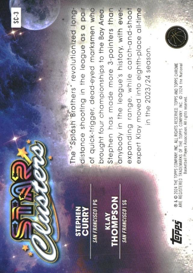 2023 Topps Chrome Cosmic Star Clusters Klay Thompson / Stephen Curry #SC-3 Golden State Warriors