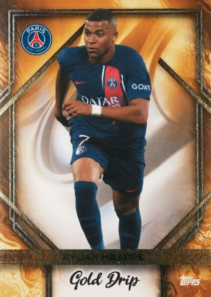 2023 Topps PSG Team Set Gold Drip Kylian Mbappé #47 Paris Saint-Germain