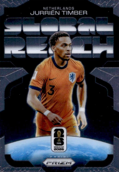 2026 Panini Prizm World Cup Global Reach Jurrien Timber #14 Pays-Bas