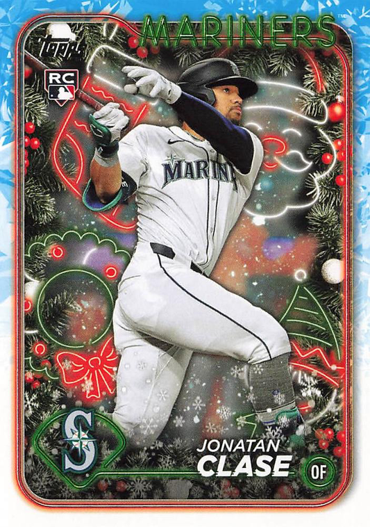 2024 Topps Holiday Jonatan Clase RC (UER – Mariners front / Blue Jays back) Seattle Mariners / Toronto Blue Jays #H14