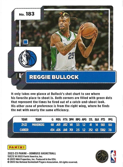 2022 Panini Donruss Reggie Bullock #183 Dallas Mavericks