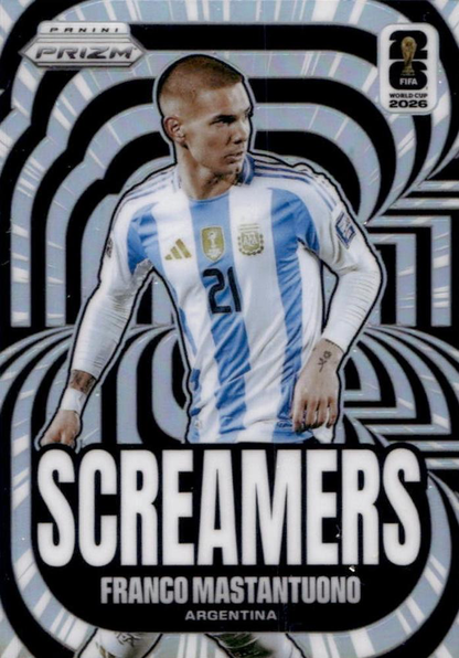2026 Panini Prizm FIFA World Cup Screamers Silver Franco Mastantuono #24 Argentine