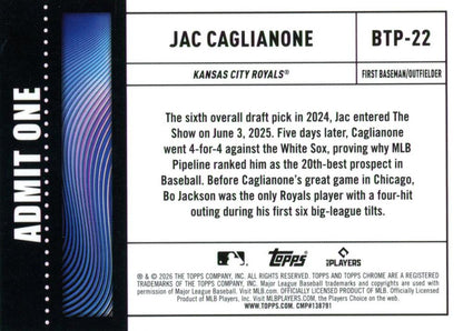 2026 Topps Chrome Big Ticket Players RC Jac Caglianone #BTP-22 Kansas City Royals