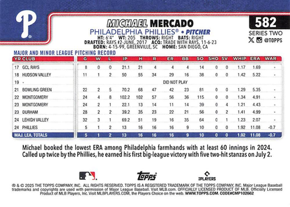 2025 Topps Series 2 Michael Mercado RC Philadelphia Phillies #582
