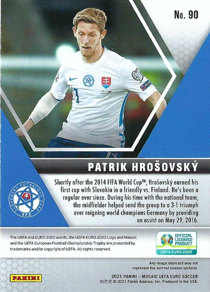 2021 Panini Mosaic UEFA EURO 2020 Patrik Hrosovsky RC #90 Slovaquie