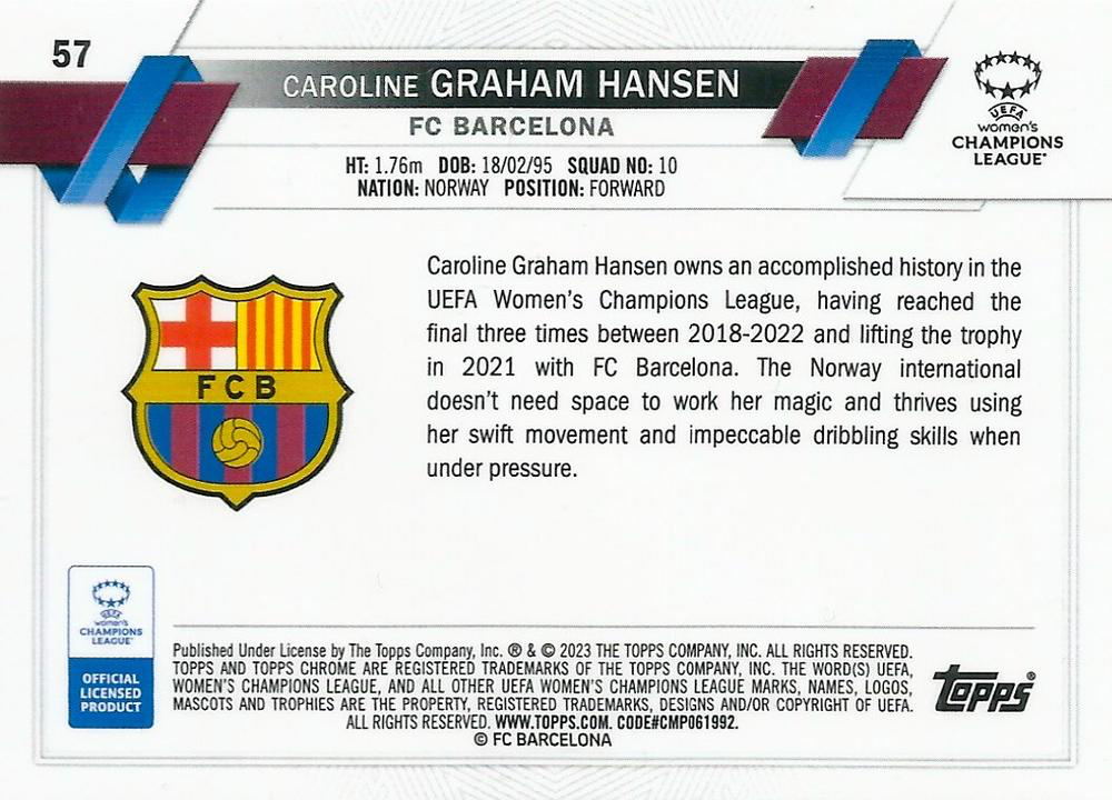 2022 Topps Chrome UCC Women's Caroline Graham Hansen #57 FC Barcelona Femeni