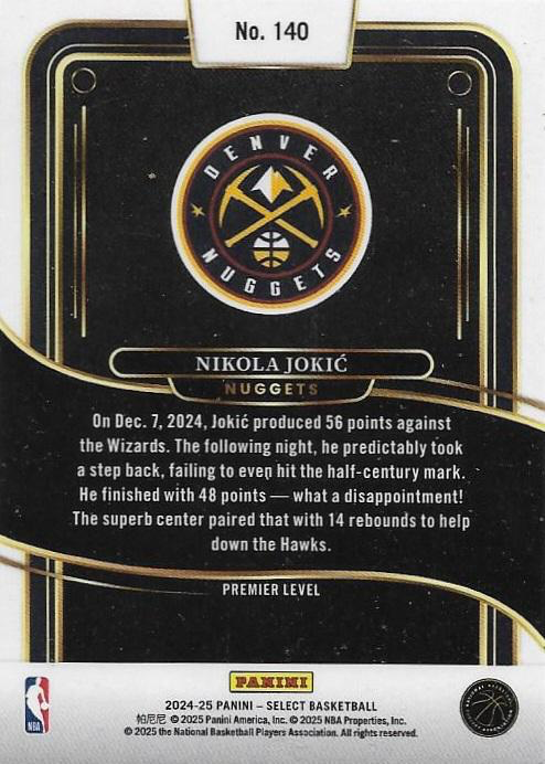 2024 Panini Select Nikola Jokic Blue #140 Denver Nuggets