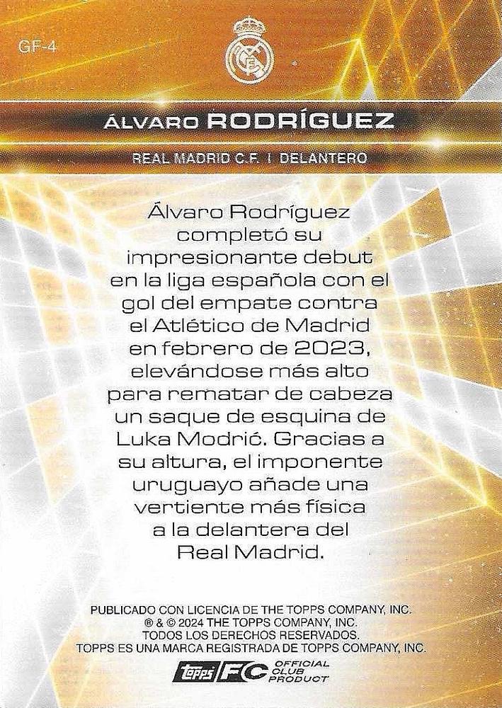 2024 Topps Real Madrid Fan Set Golden Future Álvaro Rodríguez #GF-4 Real Madrid CF