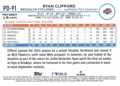 2024 Topps Pro Debut Ryan Clifford #PD-91 Brooklyn Cyclones