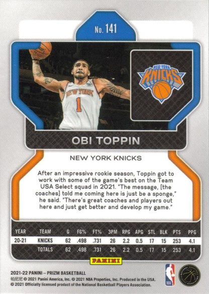 2021 Panini Prizm Obi Toppin #141 New York Knicks