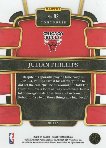 2023 Panini Select NBA Blue Julian Phillips RC #82 Chicago Bulls