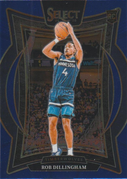 2024 Panini Select Rob Dillingham RC Blue #84 Minnesota Timberwolves